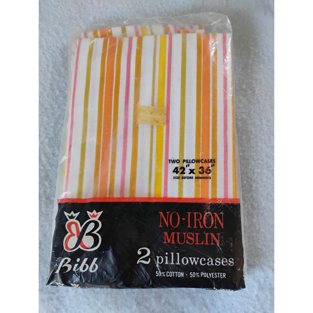 Vintage Bibb Pillowcase standard 42" X 36" Before Hemming Stripes